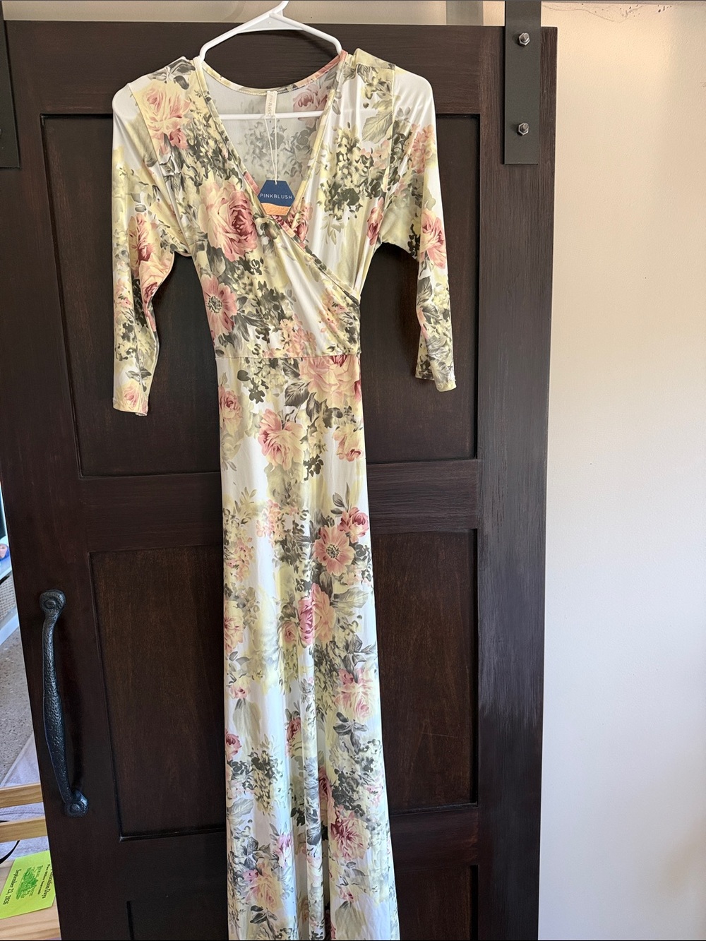 Pink Blush Maternity Floral Wrap Maxi Dress - Pink & Cream